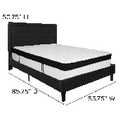 Roxbury Queen Size Tufted Upholstered Platform Bed in Black Fabric with Memory Foam Mattress, SL-BMF-23-GG
