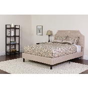 Brighton King Size Tufted Upholstered Platform Bed in Beige Fabric with Memory Foam Mattress, SL-BMF-4-GG