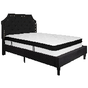 Brighton Full Size Tufted Upholstered Platform Bed in Black Fabric with Memory Foam Mattress, SL-BMF-6-GG