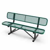 Sigrid 6' Outdoor Bench with Backrest, Commercial Grade Green Expanded Metal Mesh Seat and Backrest and Black Steel Frame, SLF-AG4HUT2-GN-GG
