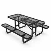Mantilla 6' Rectangular Outdoor Picnic Table with Commercial Heavy Gauge Expanded Metal Mesh Top and Seats and Steel Frame in Black with Anchors, SLF-EML72-H48L-BK-GG