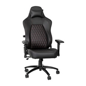Falco Ergonomic High Back Adjustable Gaming Chair with 4D Armrests, Headrest Pillow, and Adjustable Lumbar Support, Black with Red Stitching, SY-088-RD-GG