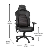 Falco Ergonomic High Back Adjustable Gaming Chair with 4D Armrests, Headrest Pillow, and Adjustable Lumbar Support, Black with Red Stitching, SY-088-RD-GG