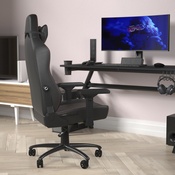Falco Ergonomic High Back Adjustable Gaming Chair with 4D Armrests, Headrest Pillow, and Adjustable Lumbar Support, Black with Red Stitching, SY-088-RD-GG