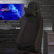 Falco Ergonomic High Back Adjustable Gaming Chair with 4D Armrests, Headrest Pillow, and Adjustable Lumbar Support, Black with Red Stitching, SY-088-RD-GG