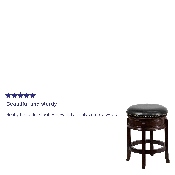24'' High Backless Cappuccino Wood Counter Height Stool with Carved Apron and Black LeatherSoft Swivel Seat, TA-68824-CA-CTR-GG