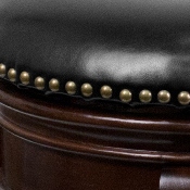 24'' High Backless Cappuccino Wood Counter Height Stool with Carved Apron and Black LeatherSoft Swivel Seat, TA-68824-CA-CTR-GG