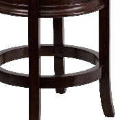 24'' High Backless Cappuccino Wood Counter Height Stool with Carved Apron and Black LeatherSoft Swivel Seat, TA-68824-CA-CTR-GG