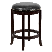 24'' High Backless Cappuccino Wood Counter Height Stool with Black LeatherSoft Swivel Seat, TA-68924-CA-CTR-GG