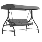 Tellis 3-Seat Outdoor Steel Converting Patio Swing Canopy Hammock with Cushions / Outdoor Swing Bed (Gray), TLH-007-GY-GG