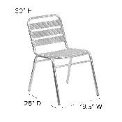 Commercial Aluminum Indoor-Outdoor Restaurant Stack Chair with Triple Slat Back, TLH-015-GG