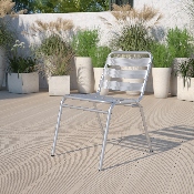 Commercial Aluminum Indoor-Outdoor Restaurant Stack Chair with Triple Slat Back, TLH-015-GG