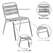 Commercial Aluminum Indoor-Outdoor Restaurant Stack Chair with Triple Slat Back, TLH-015-GG