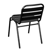 Lila Commercial Black Metal Indoor-Outdoor Restaurant Stack Chair with Metal Triple Slat Back, TLH-015C-BK-GG
