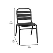 Lila Commercial Black Metal Indoor-Outdoor Restaurant Stack Chair with Metal Triple Slat Back, TLH-015C-BK-GG