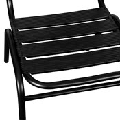 Lila Commercial Black Metal Indoor-Outdoor Restaurant Stack Chair with Metal Triple Slat Back, TLH-015C-BK-GG