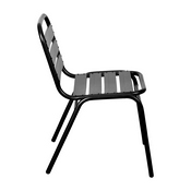 Lila Commercial Black Metal Indoor-Outdoor Restaurant Stack Chair with Metal Triple Slat Back, TLH-015C-BK-GG