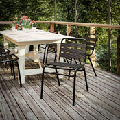 Lila Commercial Black Metal Indoor-Outdoor Restaurant Stack Chair with Metal Triple Slat Back, TLH-015C-BK-GG