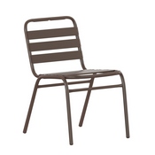 Lila Commercial Bronze Metal Indoor-Outdoor Restaurant Stack Chair with Metal Triple Slat Back, TLH-015C-BZ-GG