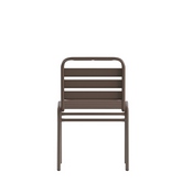 Lila Commercial Bronze Metal Indoor-Outdoor Restaurant Stack Chair with Metal Triple Slat Back, TLH-015C-BZ-GG