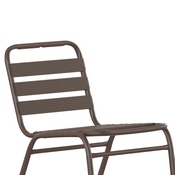Lila Commercial Bronze Metal Indoor-Outdoor Restaurant Stack Chair with Metal Triple Slat Back, TLH-015C-BZ-GG