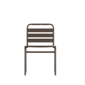 Lila Commercial Bronze Metal Indoor-Outdoor Restaurant Stack Chair with Metal Triple Slat Back, TLH-015C-BZ-GG
