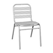 Lila Commercial Silver Metal Indoor-Outdoor Restaurant Stack Chair with Metal Triple Slat Back, TLH-015C-GG