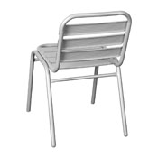 Lila Commercial Silver Metal Indoor-Outdoor Restaurant Stack Chair with Metal Triple Slat Back, TLH-015C-GG
