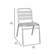 Lila Commercial Silver Metal Indoor-Outdoor Restaurant Stack Chair with Metal Triple Slat Back, TLH-015C-GG