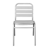Lila Commercial Silver Metal Indoor-Outdoor Restaurant Stack Chair with Metal Triple Slat Back, TLH-015C-GG