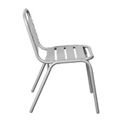 Lila Commercial Silver Metal Indoor-Outdoor Restaurant Stack Chair with Metal Triple Slat Back, TLH-015C-GG