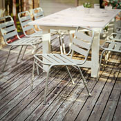 Lila Commercial Silver Metal Indoor-Outdoor Restaurant Stack Chair with Metal Triple Slat Back, TLH-015C-GG