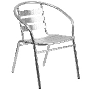 Commercial Aluminum Indoor-Outdoor Restaurant Stack Chair with Triple Slat Back and Arms, TLH-017B-GG