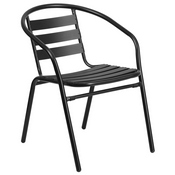Black Metal Restaurant Stack Chair with Aluminum Slats, TLH-017C-BK-GG