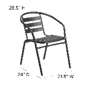 Black Metal Restaurant Stack Chair with Aluminum Slats, TLH-017C-BK-GG