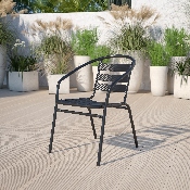 Black Metal Restaurant Stack Chair with Aluminum Slats, TLH-017C-BK-GG