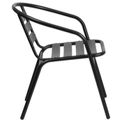 Black Metal Restaurant Stack Chair with Aluminum Slats, TLH-017C-BK-GG