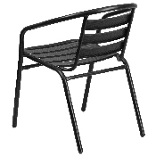 Black Metal Restaurant Stack Chair with Aluminum Slats, TLH-017C-BK-GG