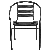 Black Metal Restaurant Stack Chair with Aluminum Slats, TLH-017C-BK-GG