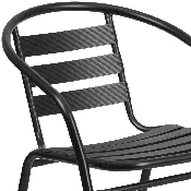 Black Metal Restaurant Stack Chair with Aluminum Slats, TLH-017C-BK-GG