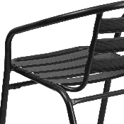 Black Metal Restaurant Stack Chair with Aluminum Slats, TLH-017C-BK-GG