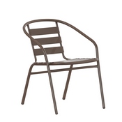 Lila Bronze Metal Restaurant Stack Chair with Metal Slats, TLH-017C-BZ-GG