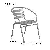 Silver Metal Restaurant Stack Chair with Aluminum Slats, TLH-017C-GG