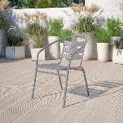 Silver Metal Restaurant Stack Chair with Aluminum Slats, TLH-017C-GG