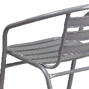 Silver Metal Restaurant Stack Chair with Aluminum Slats, TLH-017C-GG