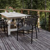 Lila Commercial Black Metal Indoor-Outdoor Restaurant Stack Chair with Metal Triple Slat Back and Arms, TLH-018C-BK-GG