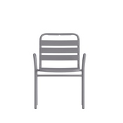 Lila Commercial Silver Metal Indoor-Outdoor Restaurant Stack Chair with Metal Triple Slat Back and Arms, TLH-018C-GG