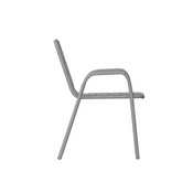 Lila Commercial Silver Metal Indoor-Outdoor Restaurant Stack Chair with Metal Triple Slat Back and Arms, TLH-018C-GG