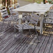Lila Commercial Silver Metal Indoor-Outdoor Restaurant Stack Chair with Metal Triple Slat Back and Arms, TLH-018C-GG