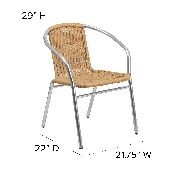 Commercial Aluminum and Beige Rattan Indoor-Outdoor Restaurant Stack Chair, TLH-020-BGE-GG